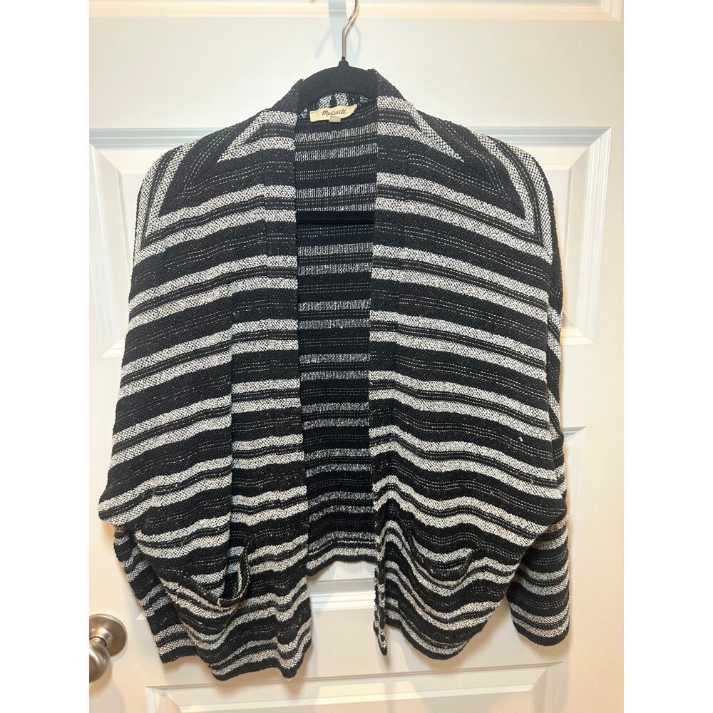 Madewell Black &‎ White Stripe Dolman Sleeve Drapey Cardigan XS/S Oversized - Picture 2 of 9